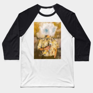 Head In The Clouds Coffee In Hand, Dreamy Surreal Portrait Baseball T-Shirt